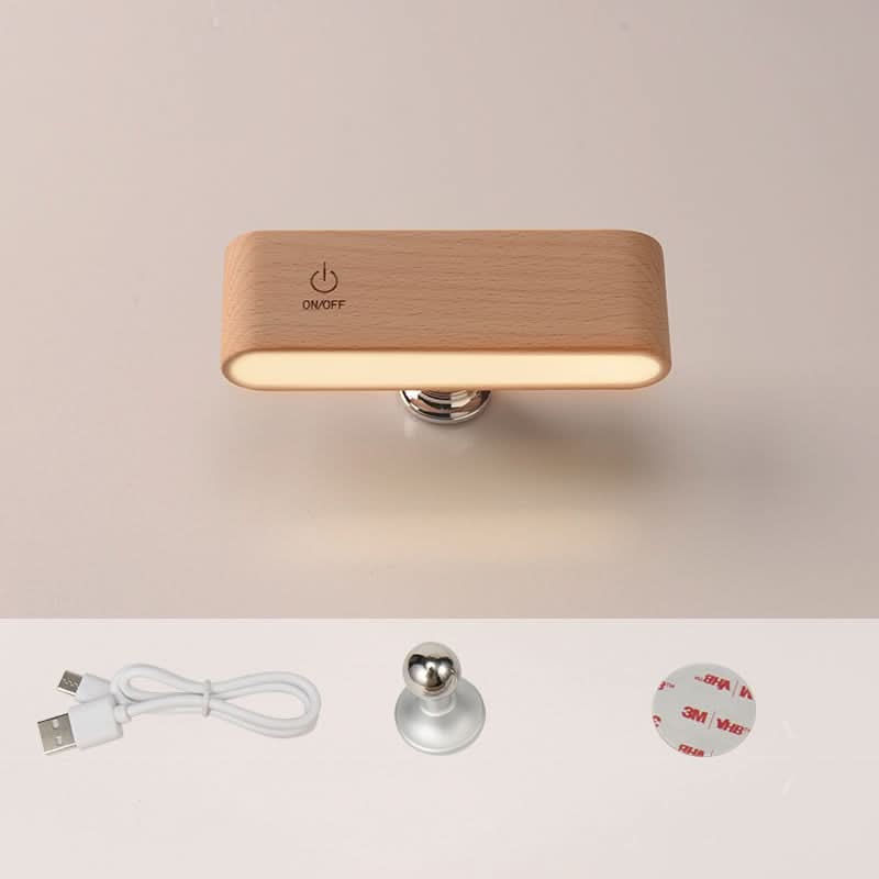 Massief houten bureau lamp met magnetische oplader 