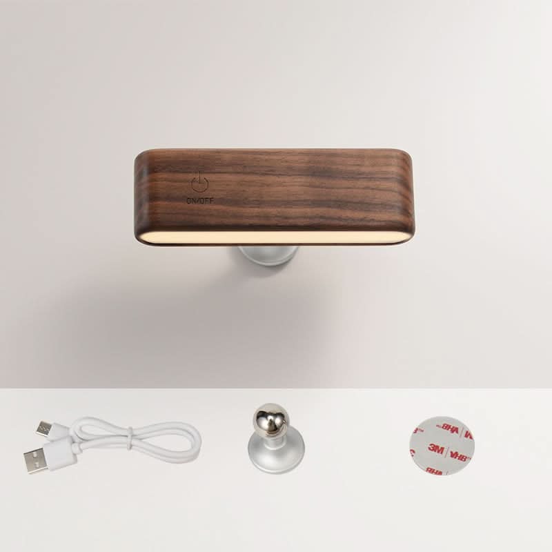 Massief houten bureau lamp met magnetische oplader 