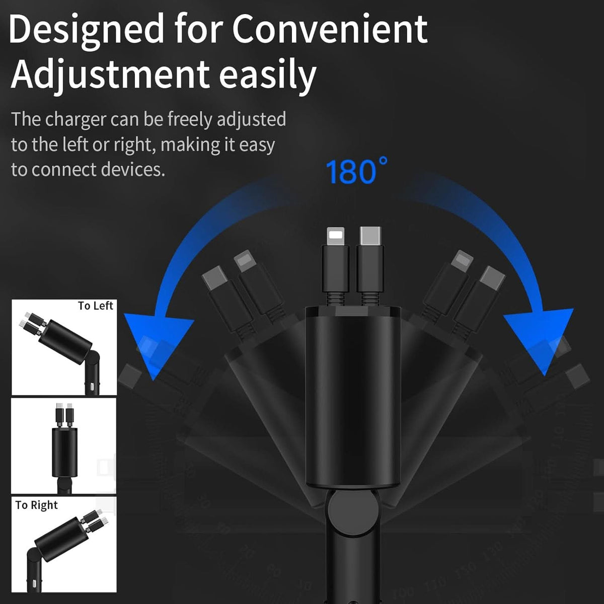 Schnellladegerät für Auto mit intelligentem Doppel-USB-Port 4-in-1 