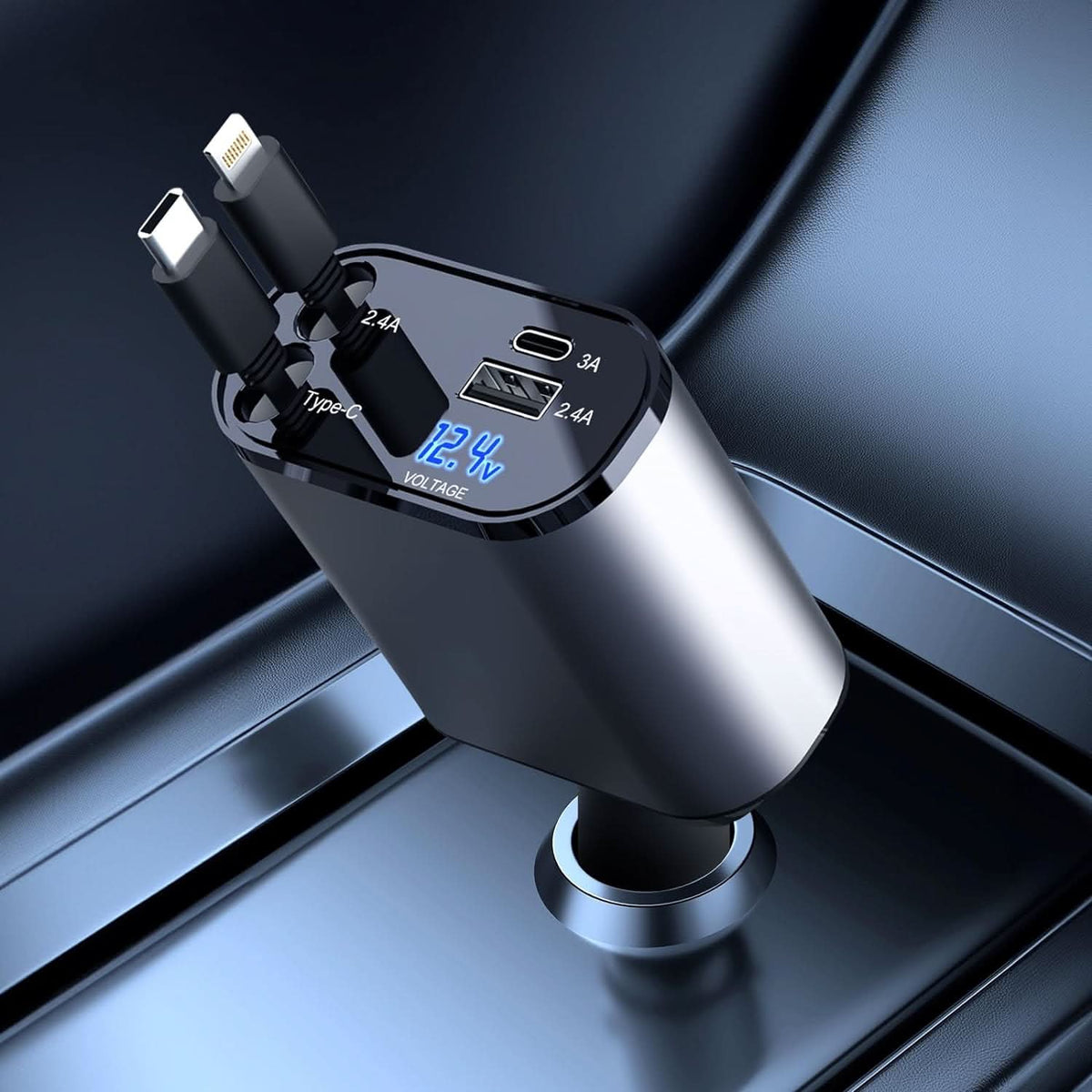 Schnellladegerät für Auto mit intelligentem Doppel-USB-Port 4-in-1 