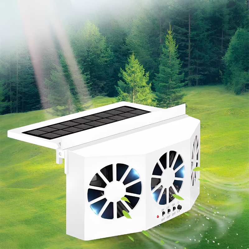 Ventilator solar pentru mașină cu reîncărcare USB — fotografia 11