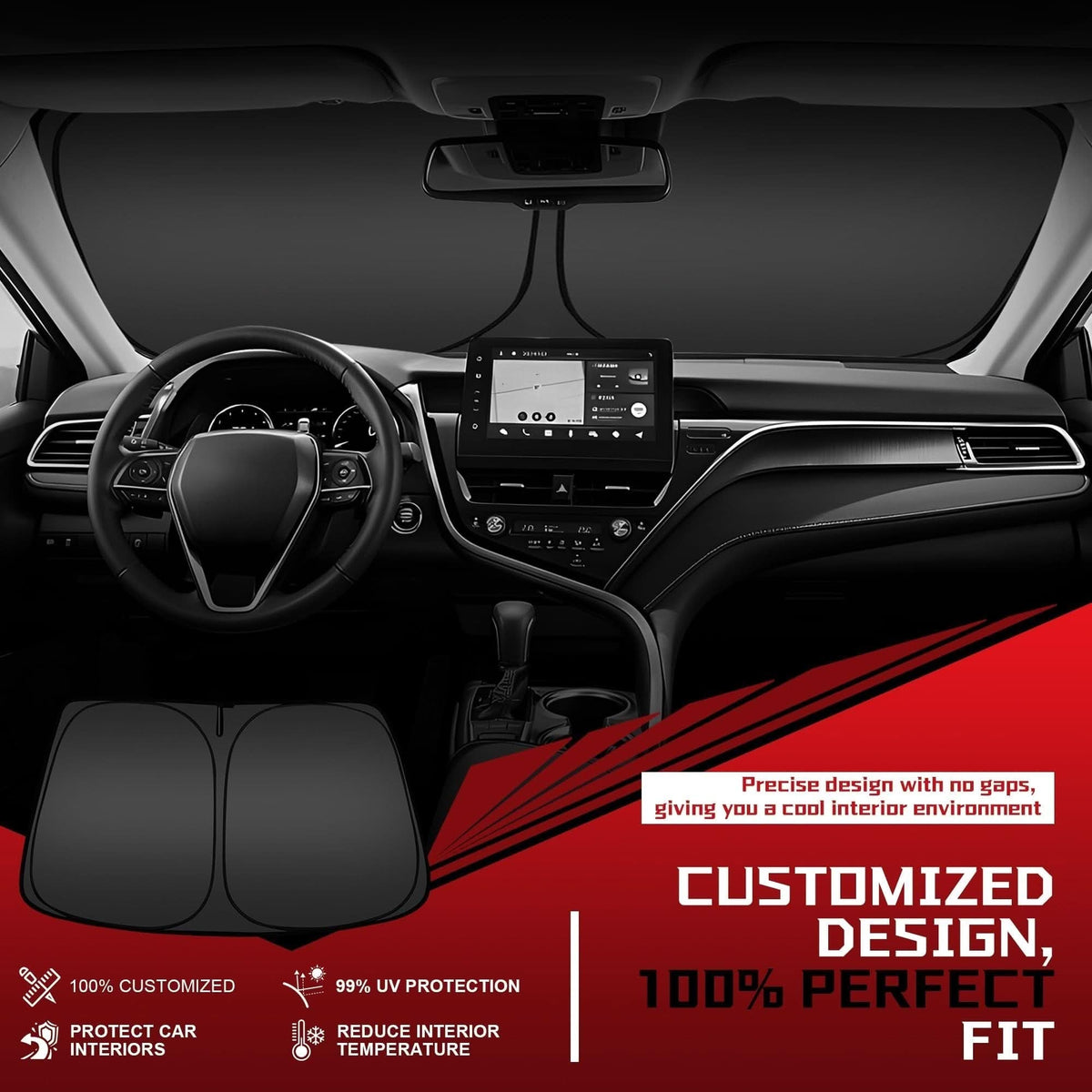 Custom and effective car sunshade heat protection 